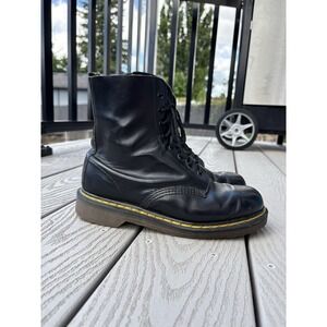 Dr Martens Double Stitched Leather 8 Eye Black Boots Women's Size 8 - Men's 6.5
